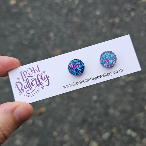 Circle Studs - Blue & Purple 12mm