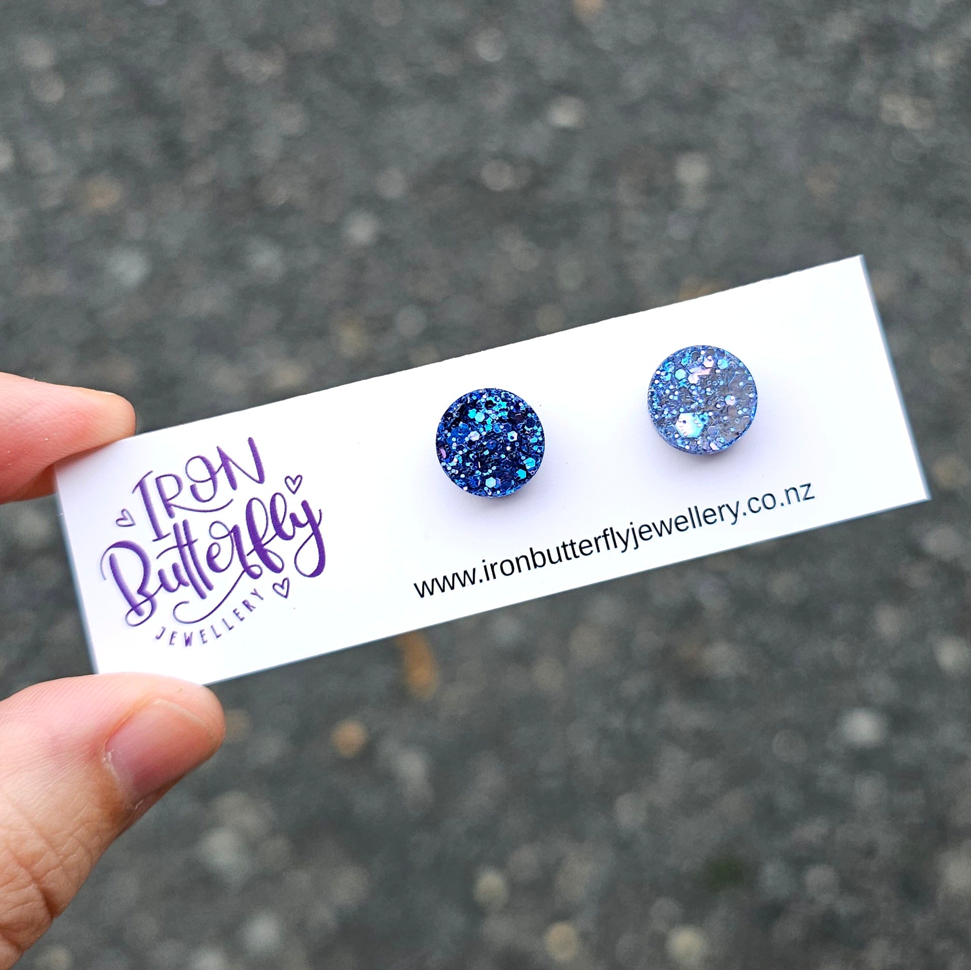 Circle Studs - Blue & Purple Chameleon 12mm