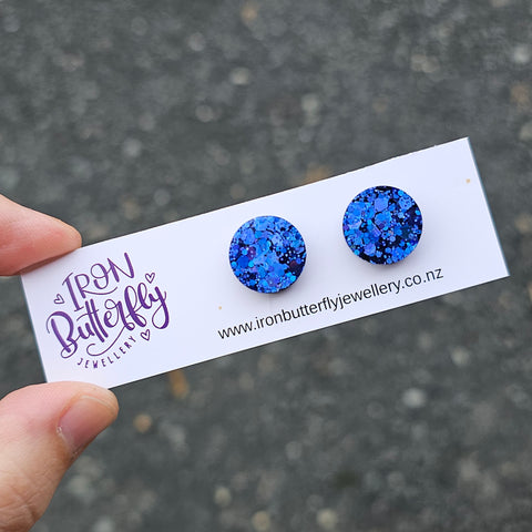 Circle Studs - Blue 15mm