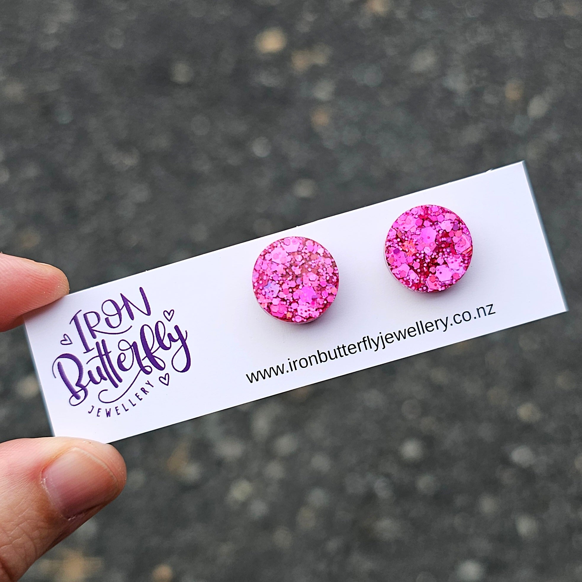 Circle Studs - Pink 15mm