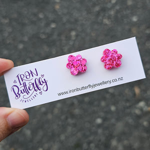 Abstract Flower Studs - Pink