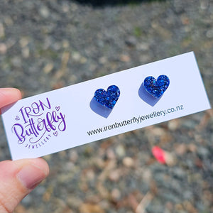 Heart Studs - Blue & Purple Chameleon