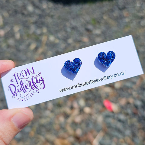 Heart Studs - Blue & Purple Chameleon