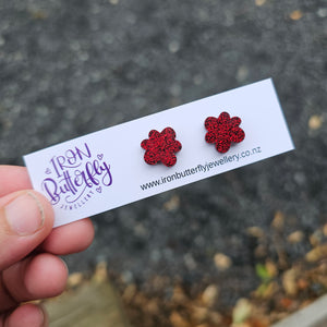 Abstract Flower Studs - Red