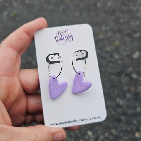 Mini Heart Hoops - Purple